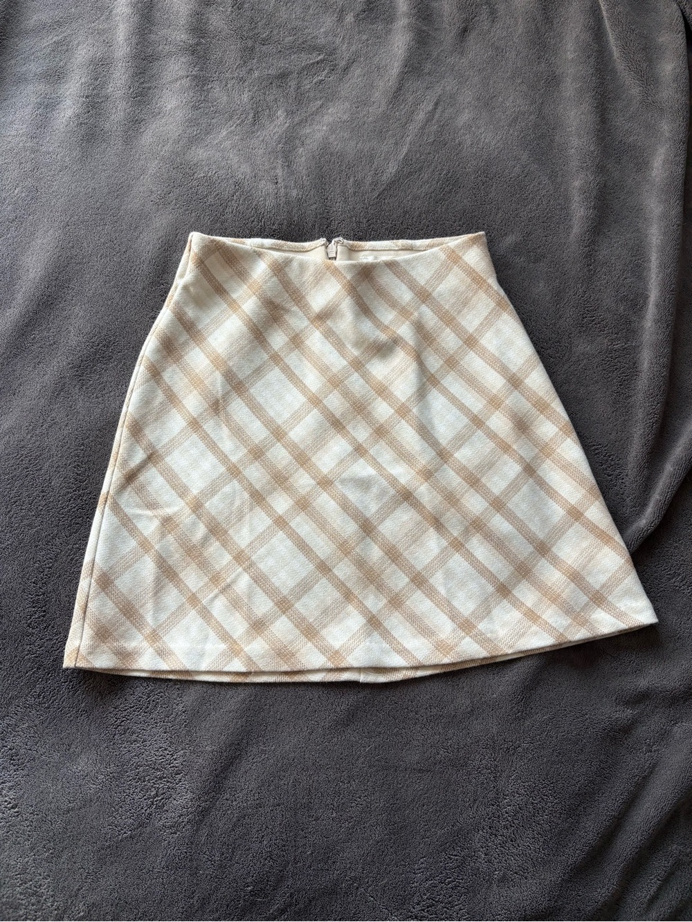 Beige Plaid A-Line Skirt - Wilfred